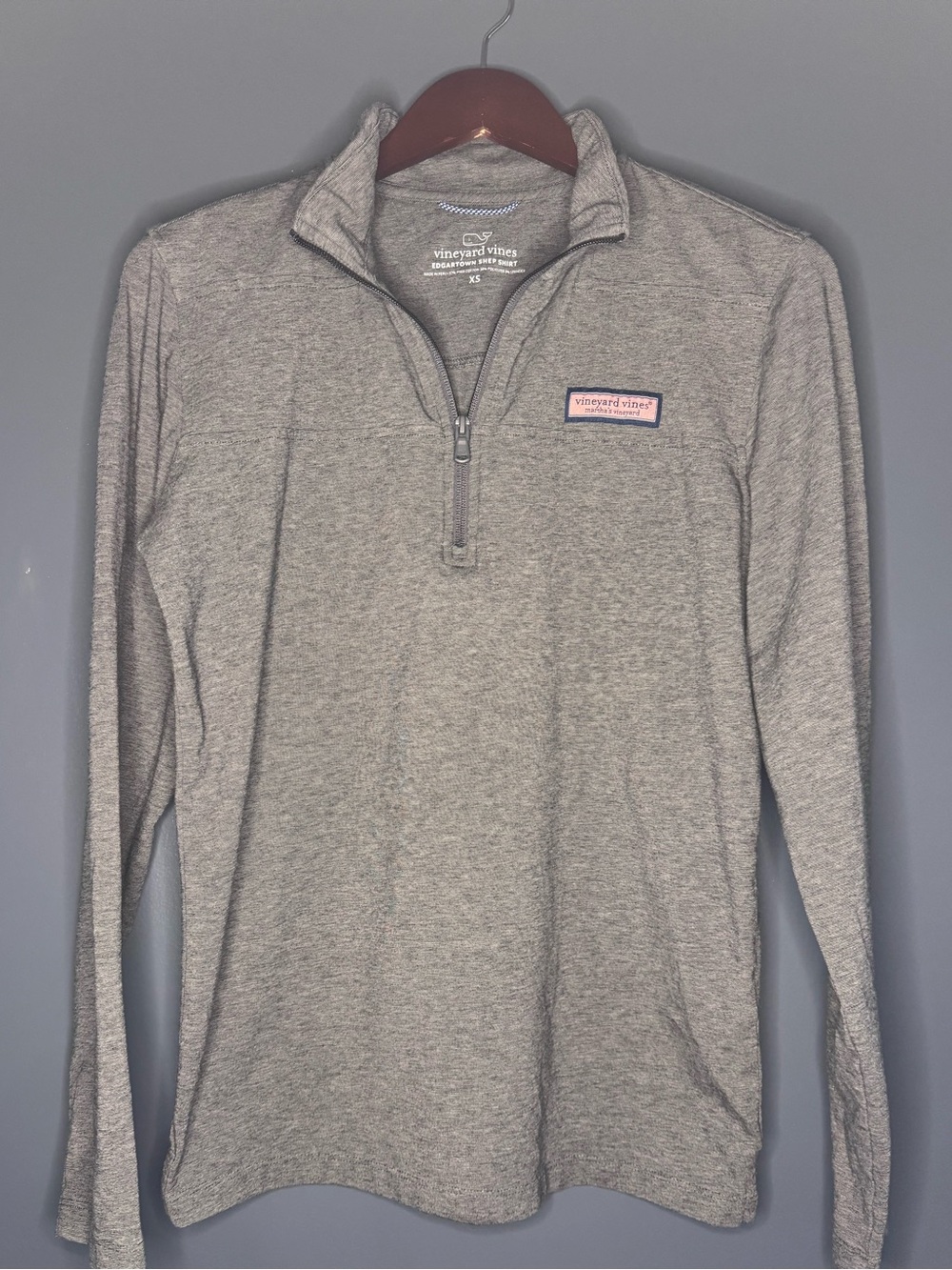 Vineyard Vines Men's X Small Gray Quarter-Zip Pullover Edgartown Shep Shirt NWOT